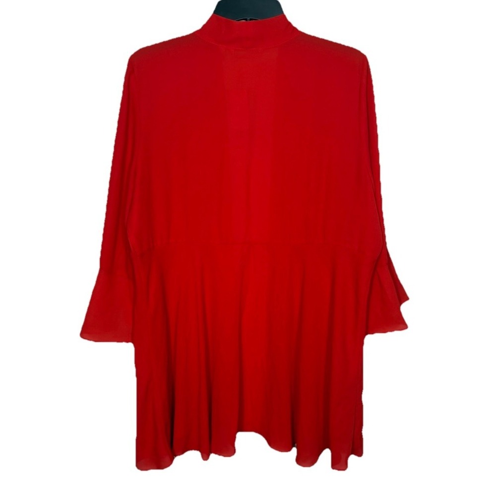 Soft‎ Surroundings Red Terrific Topper Cardigan L Lightweight Breezy Bell Sleeve - Picture 6 of 6